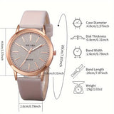 6pcs/set Women's Watch Casual Shiny Quartz Watch Analog PU Leather Wrist Watch & Heart Jewelry Set, Gift For Mom Her