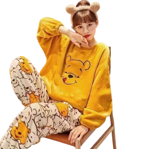 Disney Donald Duck Thick Flannel Pajamas Set Home Clothing Soft Casual Warm