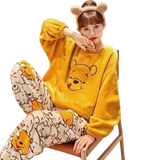 Disney Donald Duck Thick Flannel Pajamas Set Home Clothing Soft Casual Warm