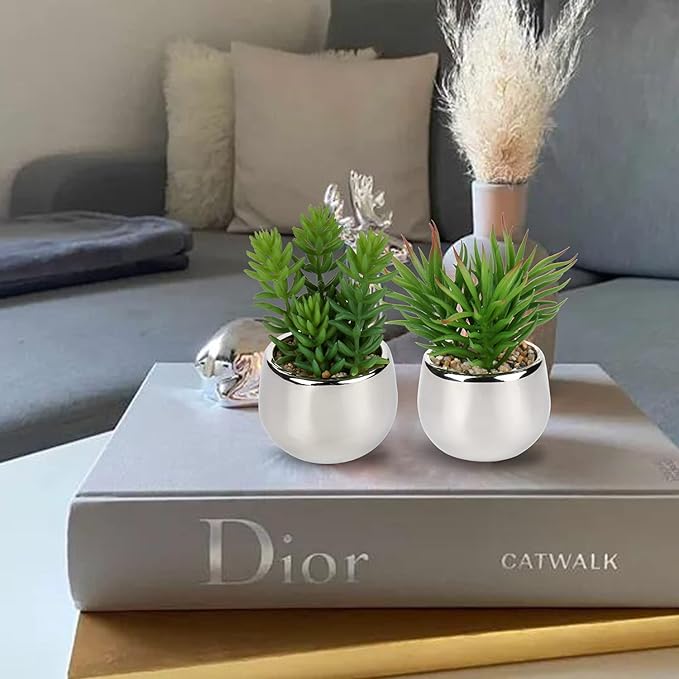 Artificial Decorative Plant in Silver Pot