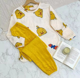 Winter Women's Coral Velvet Pajamas Set Cartoon Print Cute Thick Warm