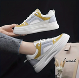 Women's Color Block Flatform Sneakers Lace Up Low-top Mesh Panel