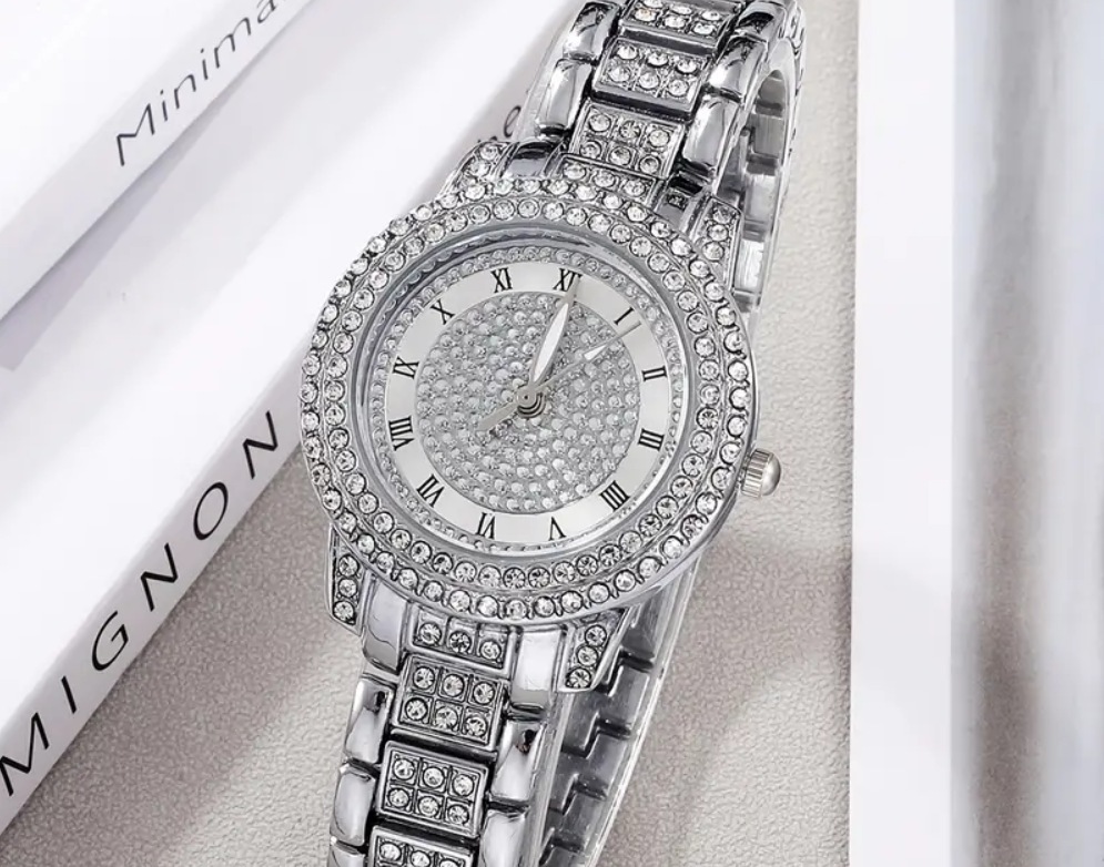 6pcs/set Women's Watch Elegant Butterfly Quartz Watch Sparkling Rhinestone Analog Wrist Watch & Jewelry Set, Gift For Mom Her