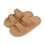 Textured Cloud Pillow Slides with Dual Buckle Straps Sandals