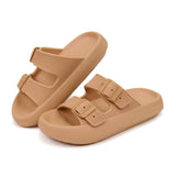 Textured Cloud Pillow Slides with Dual Buckle Straps Sandals