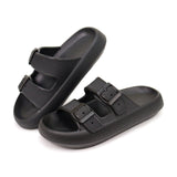 Textured Cloud Pillow Slides with Dual Buckle Straps Sandals