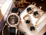 6pcs/set Women's Watch Luxury Rhinestone Quartz Watch Vintage Star Analog Wrist Watch & Jewelry Set, Gift For Mom Her